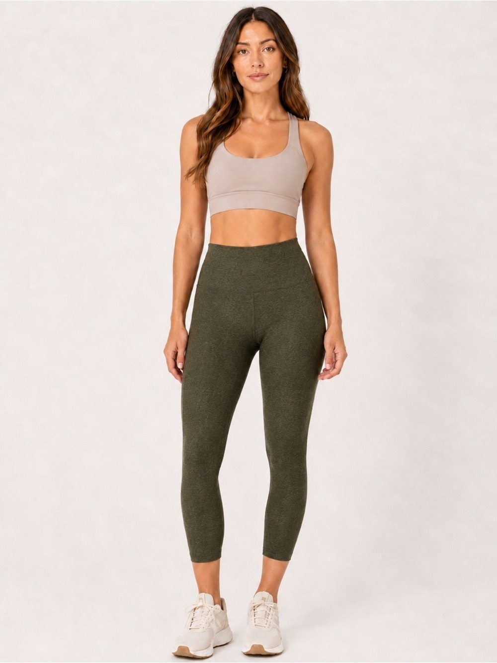 Beyond Yoga Spacedye High Waist Cropped Leggings Olive Green Large EUC